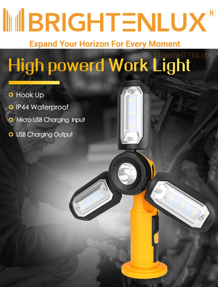 Brightenlux Portable Pocket Magnetic Inspection Waterproof 90 Rotation Flexible Magnet Power Bank High Power COB LED Work Light
